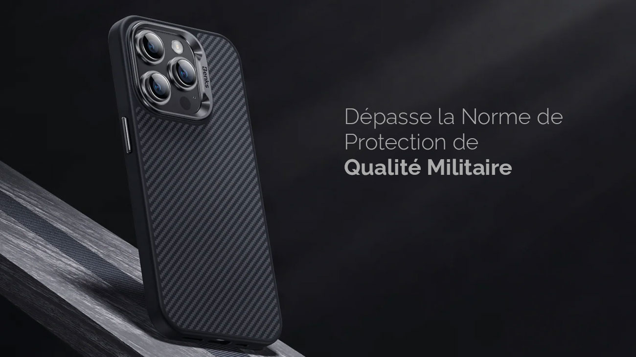Coque MagSafe BENKS MagClap ArmorPro En Fibre Dupont Kevlar 600d pour iPhone 15 Plus