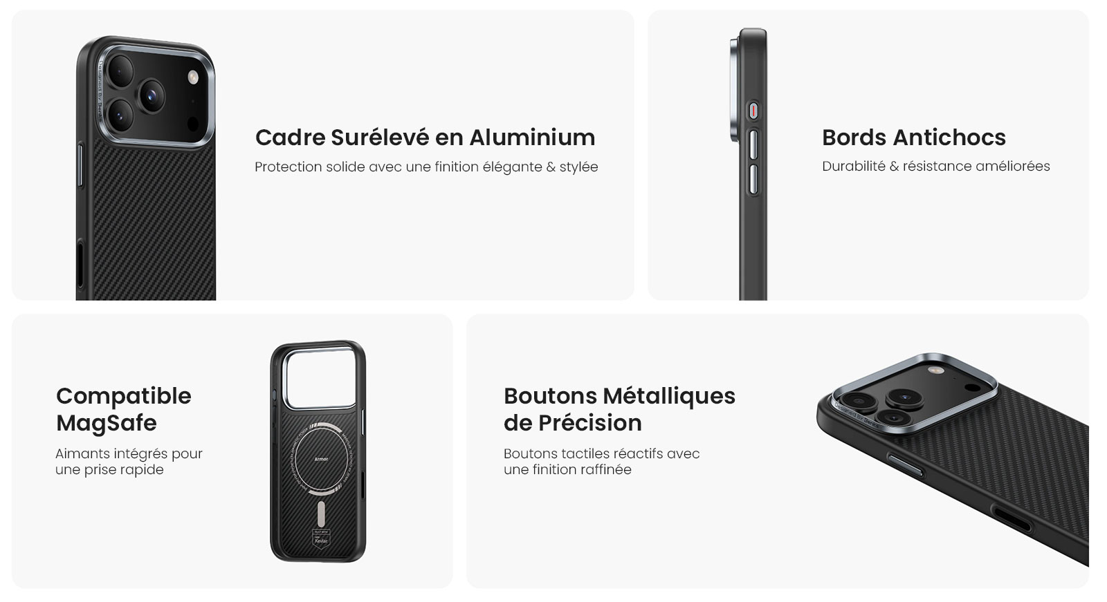 Coque MagSafe BENKS ArmorPro en Fibre Dupont Kevlar 600D pour iPhone 17