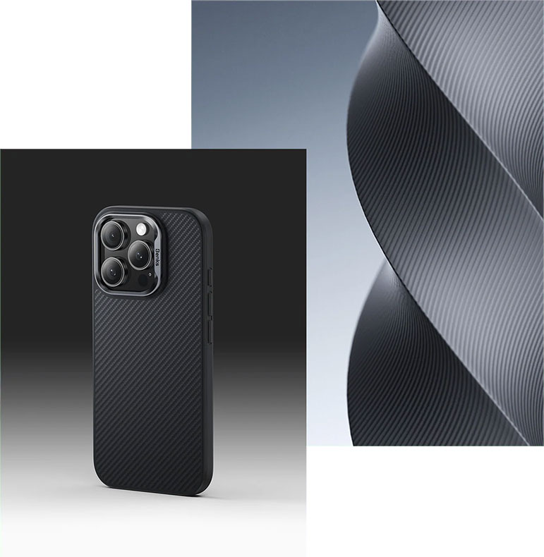 Coque MagSafe BENKS ArmorPro en Fibre Dupont Kevlar 600D pour iPhone 17