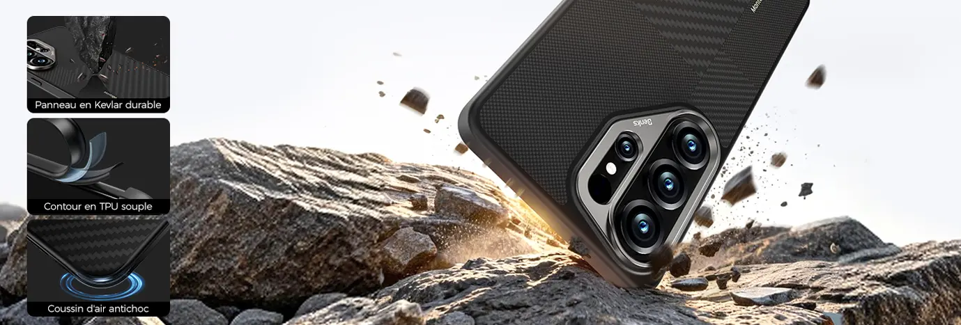 Galaxy S26 Plus - Coque MagSafe BENKS Montage ArmorPro en fibre DuPont Kevlar