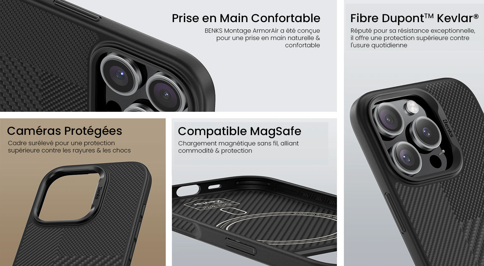 Coque MagSafe BENKS Montage ArmorPro pour iPhone 16 Pro