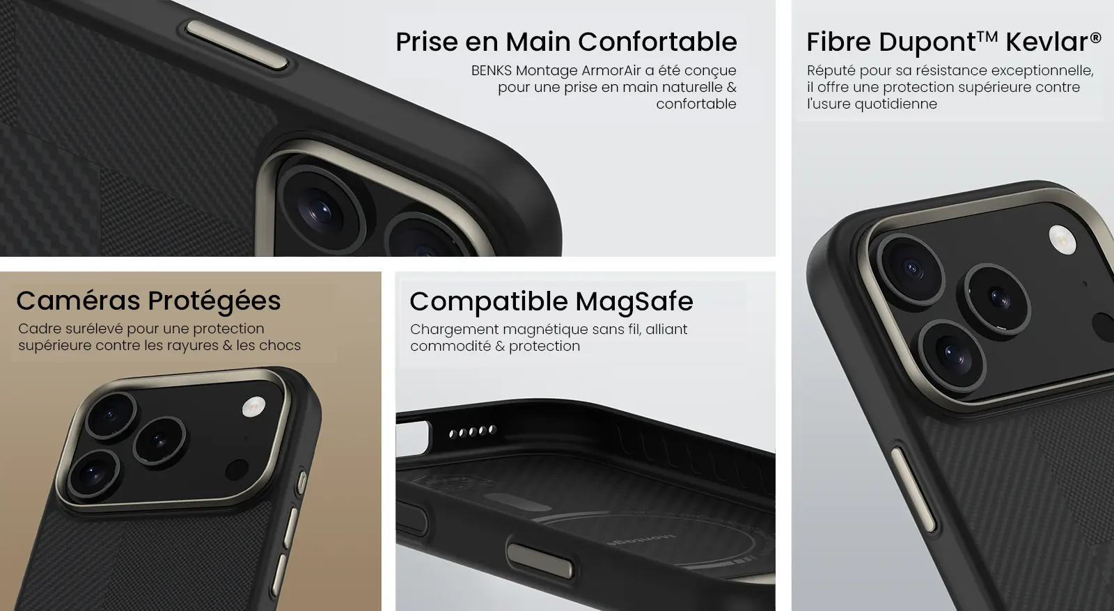 Coque MagSafe BENKS Montage ArmorPro pour iPhone 17 Pro Max