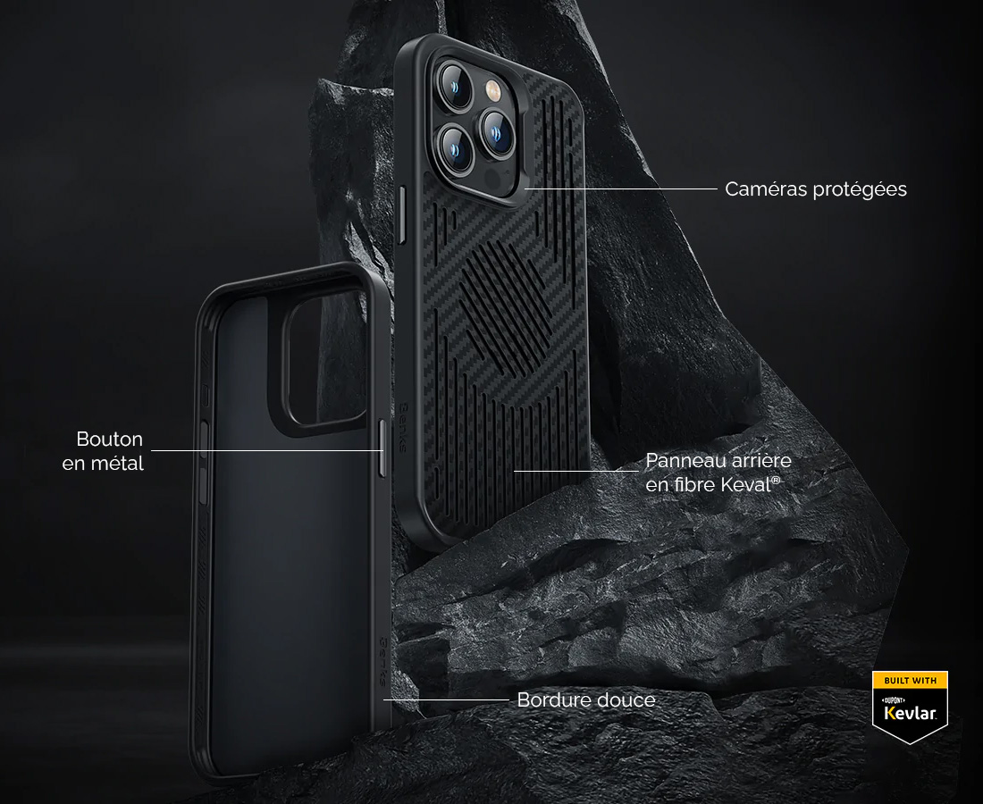 Coque Gaming BENKS MagClap Nova Hybride en Fibre DuPont Kevlar Compatible MagSafe pour iPhone 13 Mini