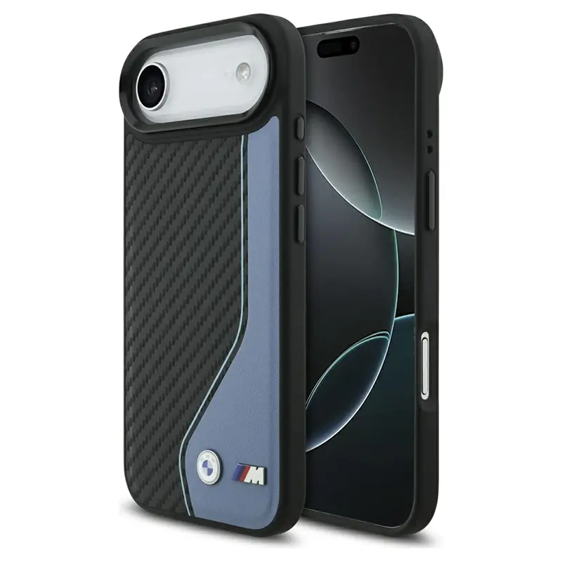 Coque MagSafe BMW M Carbone Logo BiColore Noir & Bleu pour iPhone Air