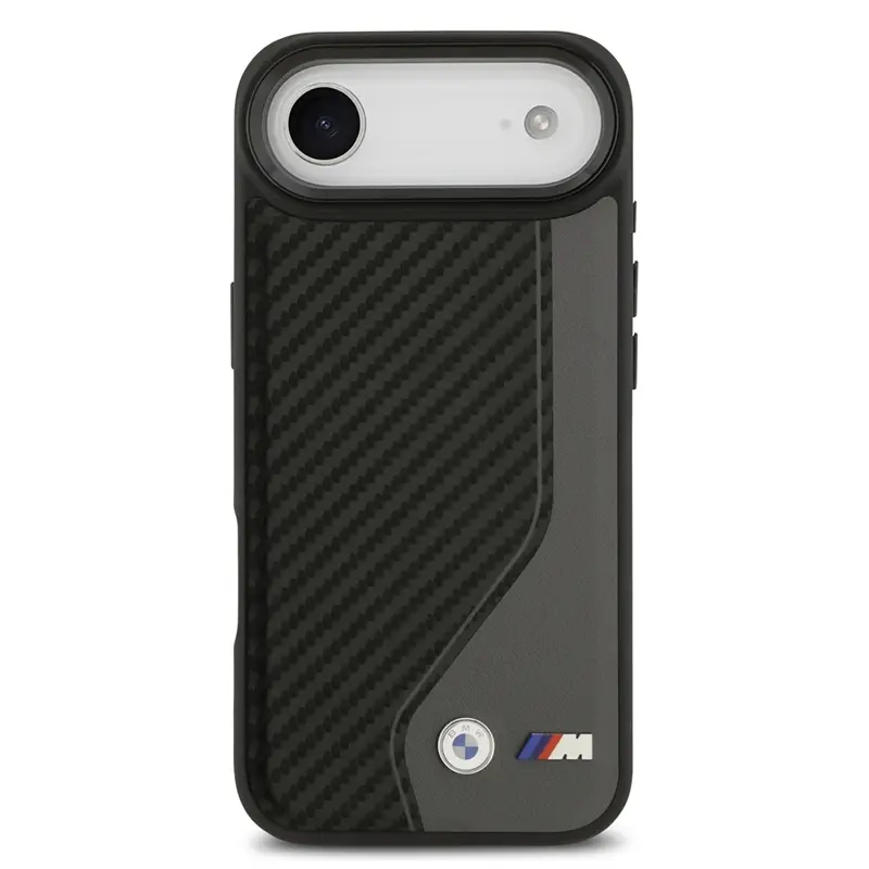 Coque MagSafe BMW M Carbone Logo BiColore Noir & Gris pour iPhone Air, vue arrière
