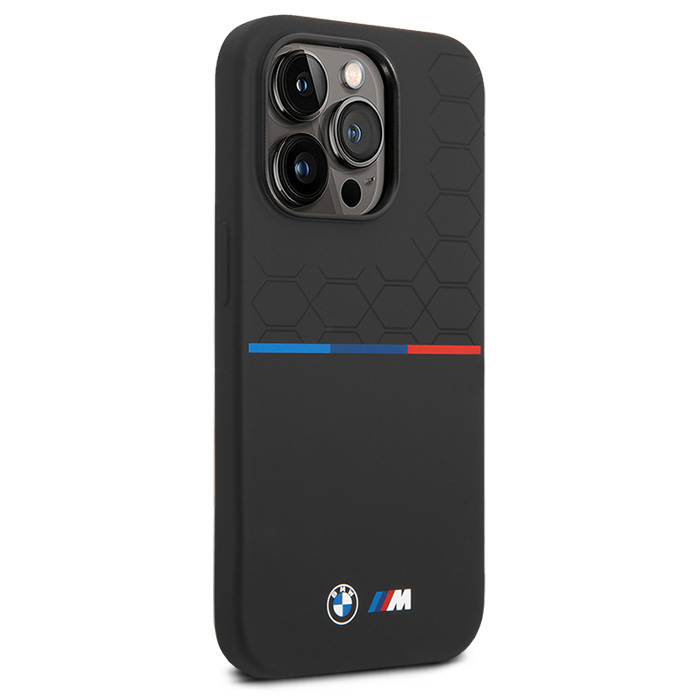 Coque Silicone BMW M Power Collection Hexo Tricolore pour iPhone 14 Pro Max