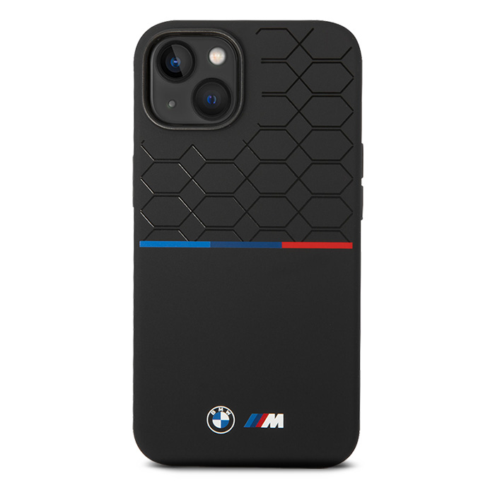 Coque Silicone BMW M Power Collection Hexo Tricolore pour iPhone 14 Plus