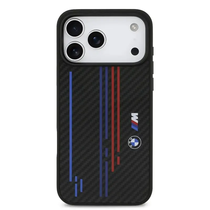 Coque MagSafe BMW M Power en kevlar pour iPhone 17 Pro Max vue de dos
