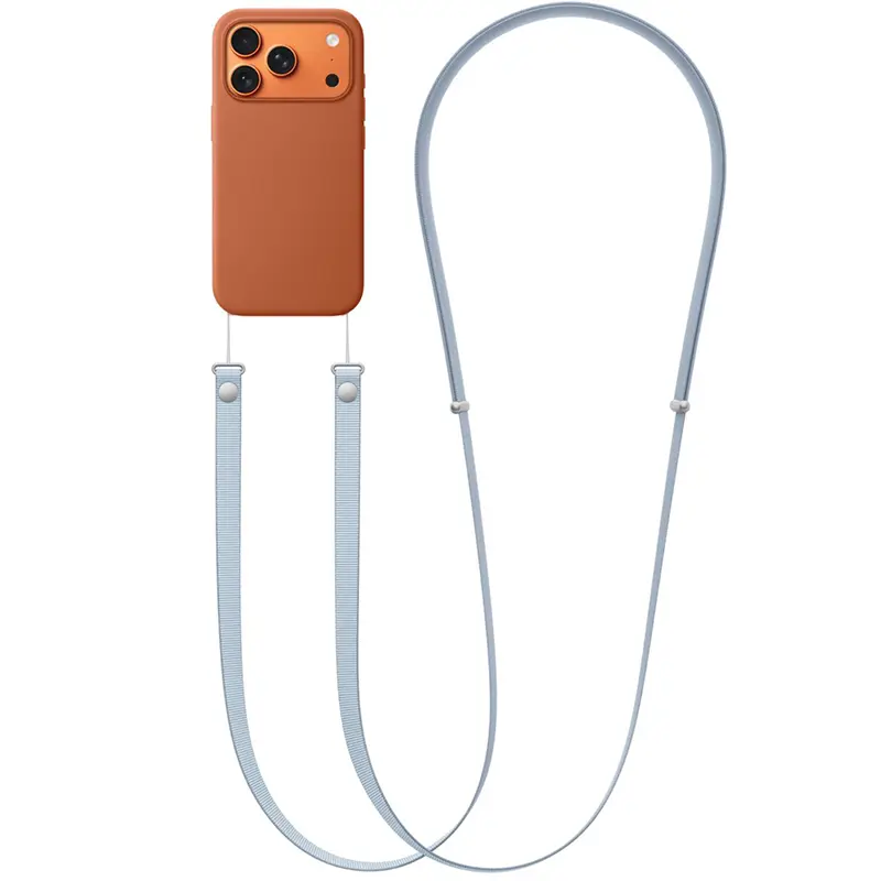 Bandoulière en nylon tressé bleu ciel ajustable pour smartphone – Attache pour coques compatibles – Alternative design Apple