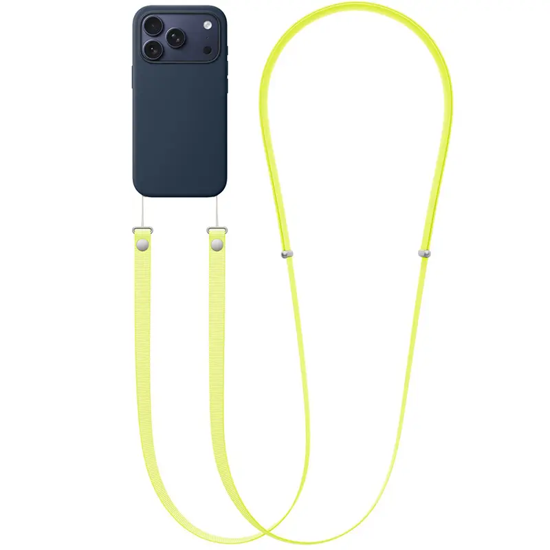 Bandoulière en nylon tressé jaune fluo pour iPhone – Réglage magnétique rapide – Inspirée de la bandoulière Apple