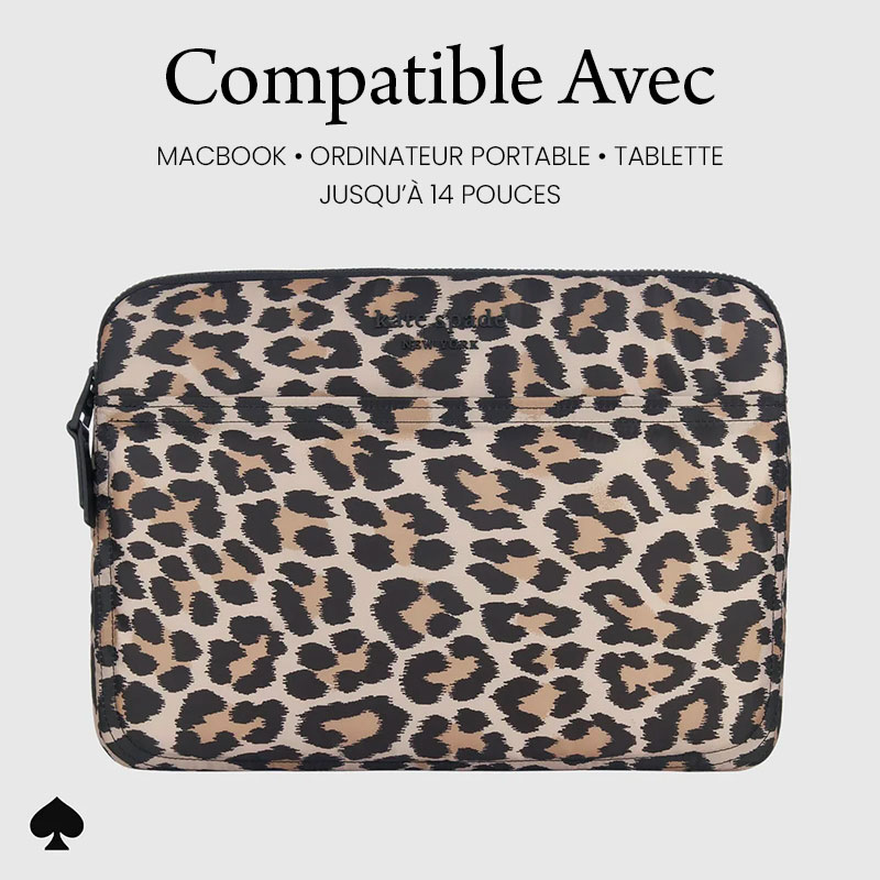 Housse CASE MATE Kate Spade Puffer Sleeve Léopard Pour MacBook & Ordinateur Portable Jusqu'à 14'