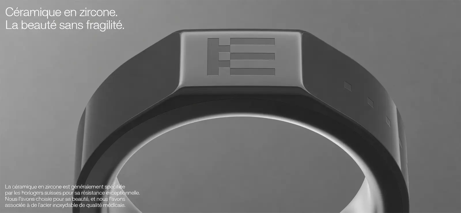 Bague connectée Even Realities R1 en céramique de zircone et acier inoxydable de qualité médicale