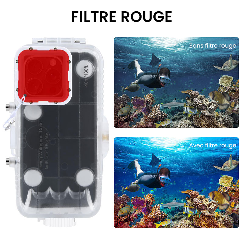 Caisson Étanche jusqu'à 40 Mètres pour iPhone 16 Pro Max