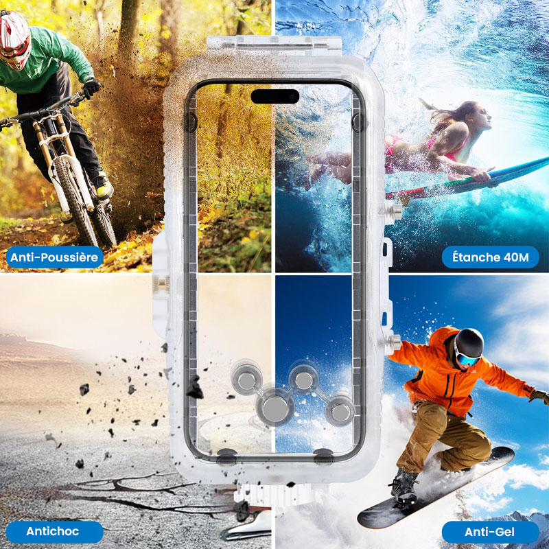 Caisson Étanche jusqu'à 40 Mètres pour iPhone 16 Pro Max