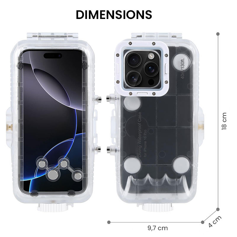 Caisson Étanche jusqu'à 40 Mètres pour iPhone 16 Pro Max
