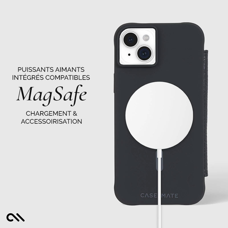 Étui Portefeuille CASE MATE Wallet Folio MagSafe En Cuir Véritable pour iPhone 15 Plus