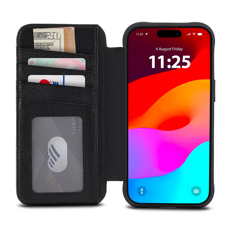 Étui Portefeuille CASE MATE Wallet Folio MagSafe En Cuir Véritable pour iPhone 15 Pro Max