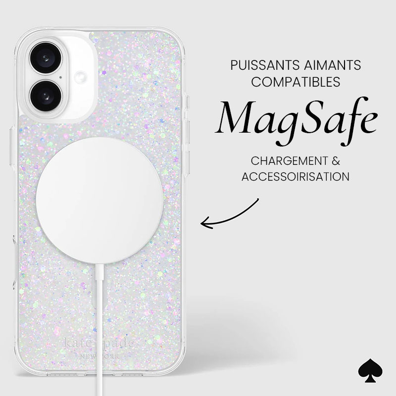 Coque MagSafe KATE SPADE Chunky Glitter pour iPhone 16 Plus