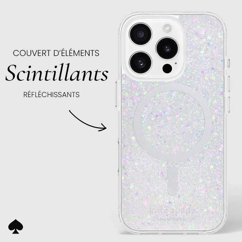 Coque MagSafe KATE SPADE Chunky Glitter pour iPhone 16 Pro
