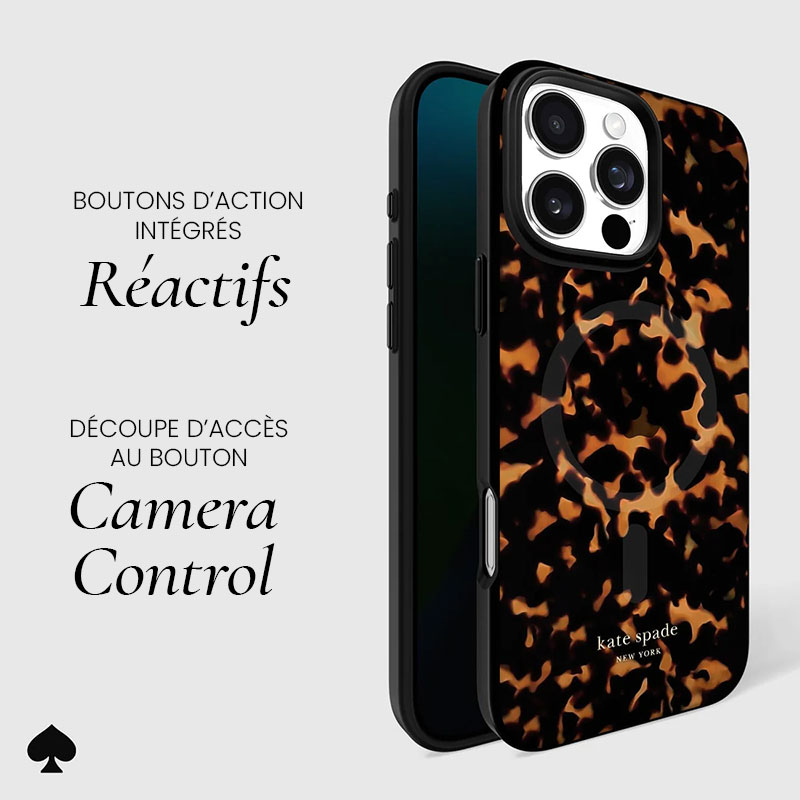 Coque MagSafe CASE MATE Kate Spade Tortoiseshell pour iPhone 16 Pro Max