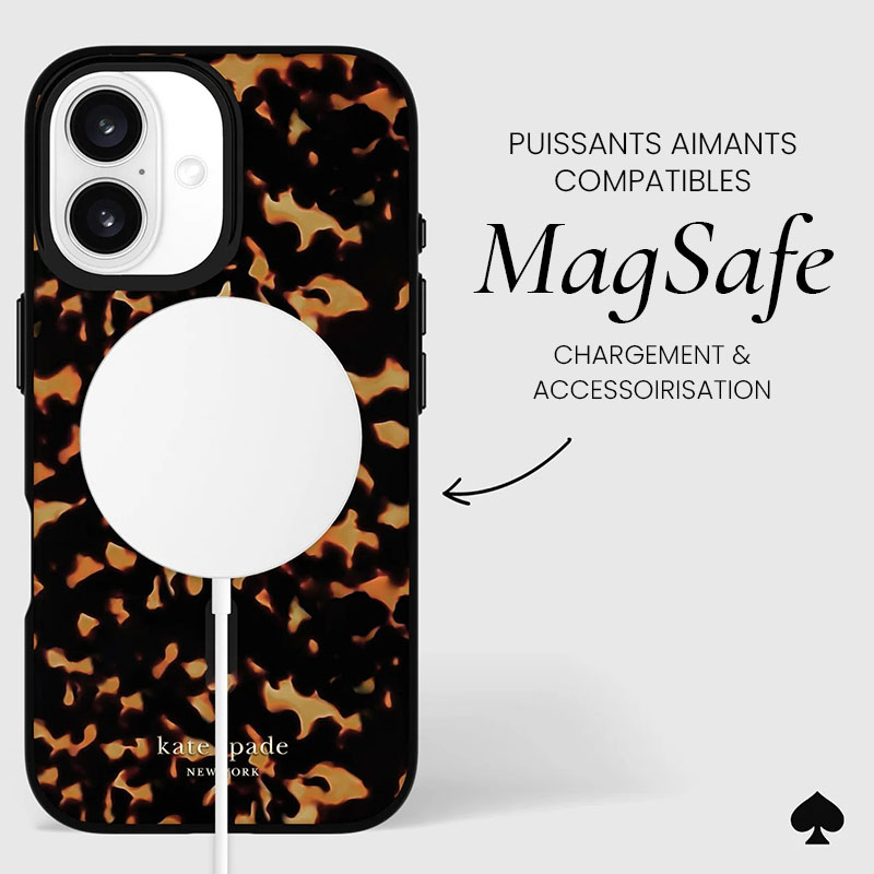 Coque MagSafe CASE MATE Kate Spade Tortoiseshell pour iPhone 16