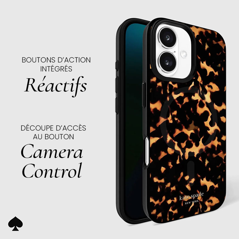 Coque MagSafe CASE MATE Kate Spade Tortoiseshell pour iPhone 16