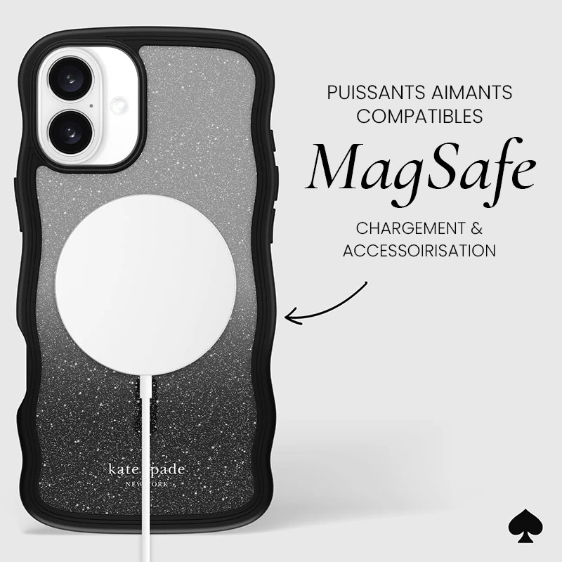 Coque MagSafe KATE SPADE Wavy Nightfall pour iPhone 16 Plus