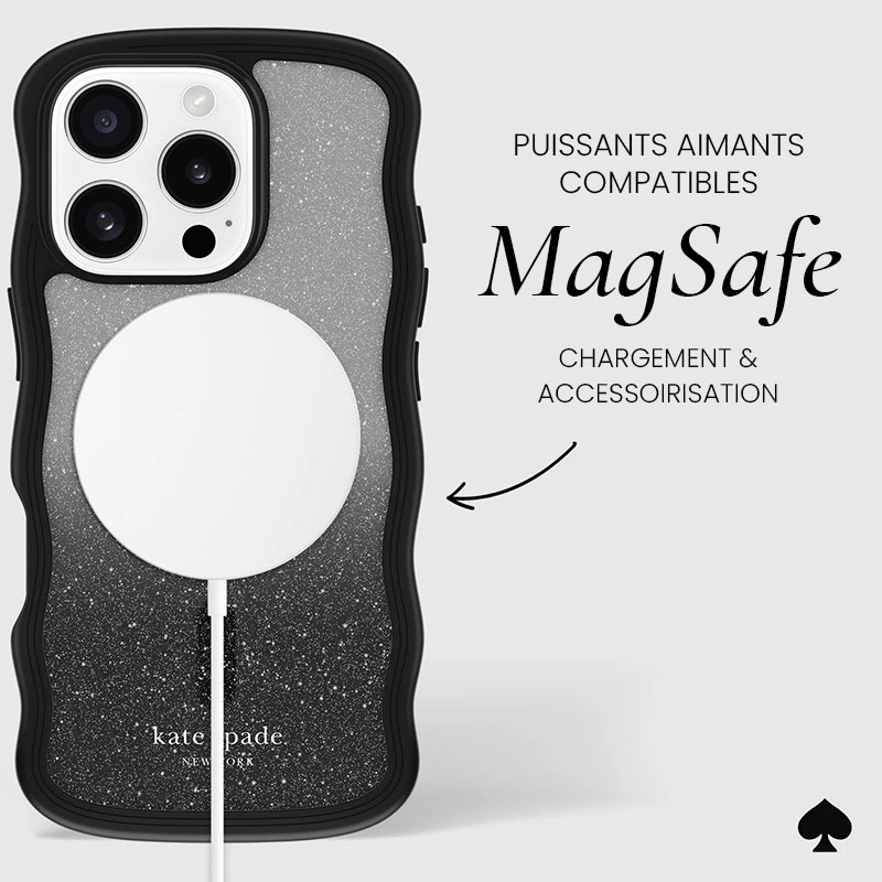 Coque MagSafe KATE SPADE Wavy Nightfall pour iPhone 16 Pro