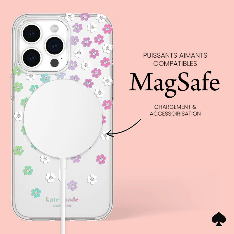 Coque MagSafe CASE MATE Kate Spade Scattered Flowers pour iPhone 15 Pro Max