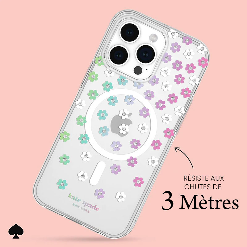 Coque MagSafe CASE MATE Kate Spade Scattered Flowers pour iPhone 15 Pro Max