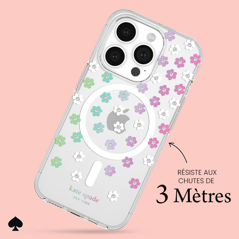 Coque MagSafe CASE MATE Kate Spade Scattered Flowers pour iPhone 15 Pro