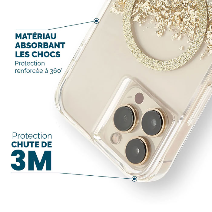 Coque Paillettes CASE MATE Karat Marble avec MagSafe pour iPhone 14 Pro Max