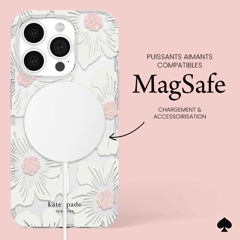 Coque MagSafe CASE MATE Kate Spade Hollyhock pour iPhone 15 Pro