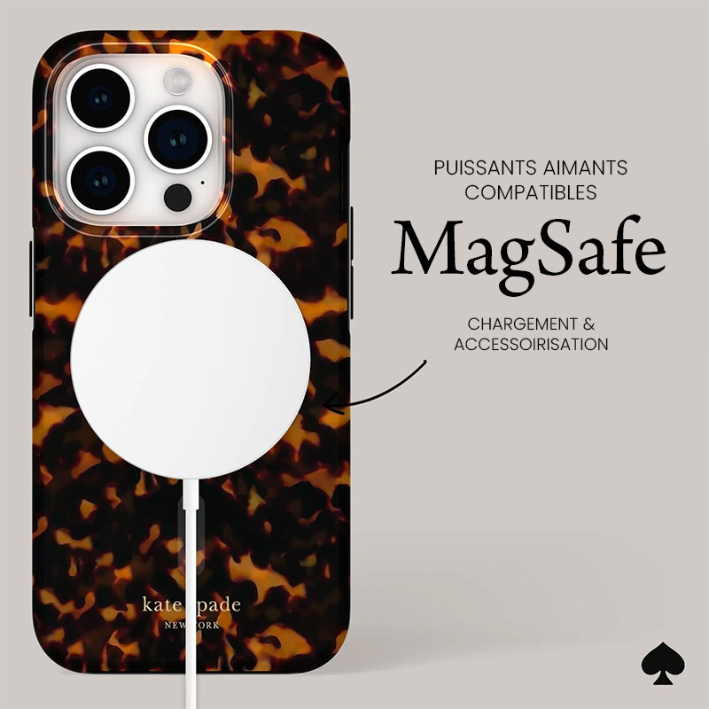 Coque MagSafe CASE MATE Kate Spade Tortoise pour iPhone 15 Pro