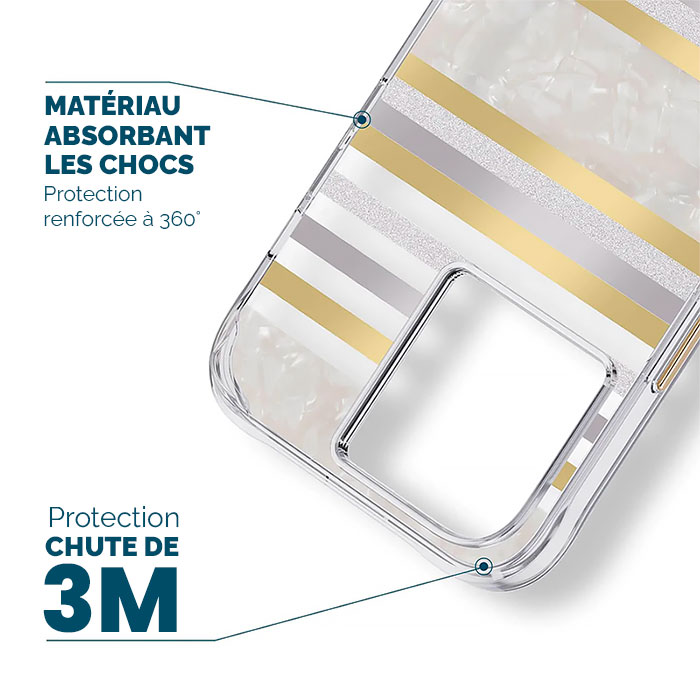 Coque Nacrée CASE MATE Pearl Stripes avec MagSafe pour iPhone 14 Pro