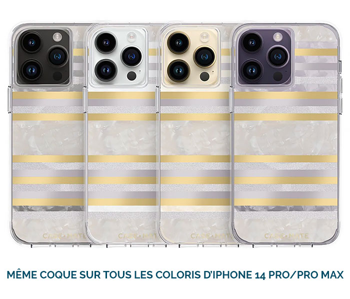 Coque Nacrée CASE MATE Pearl Stripes avec MagSafe pour iPhone 14 Pro