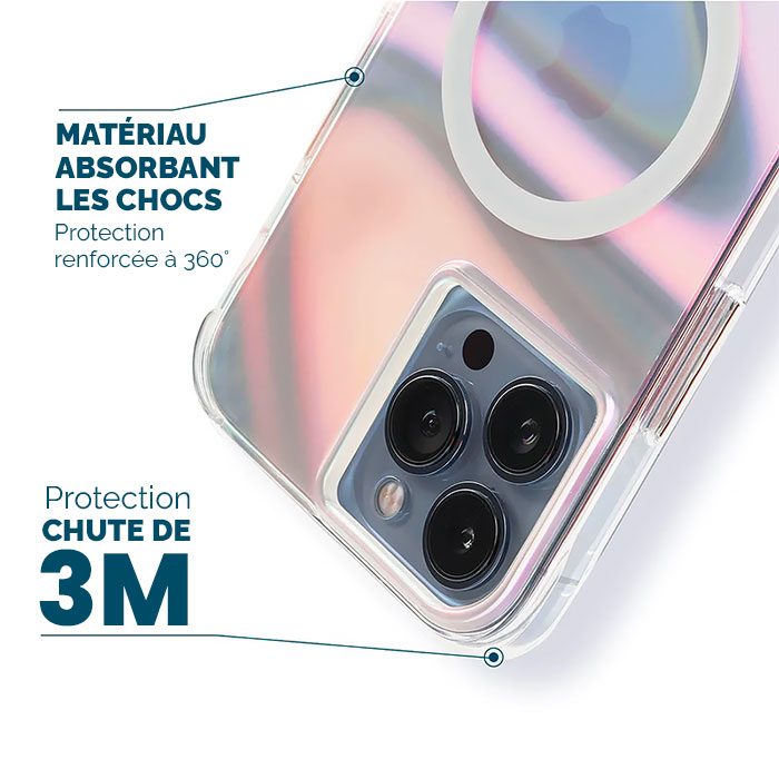 Coque Iridescente CASE MATE Soap Bubble avec MagSafe pour iPhone 14 Pro