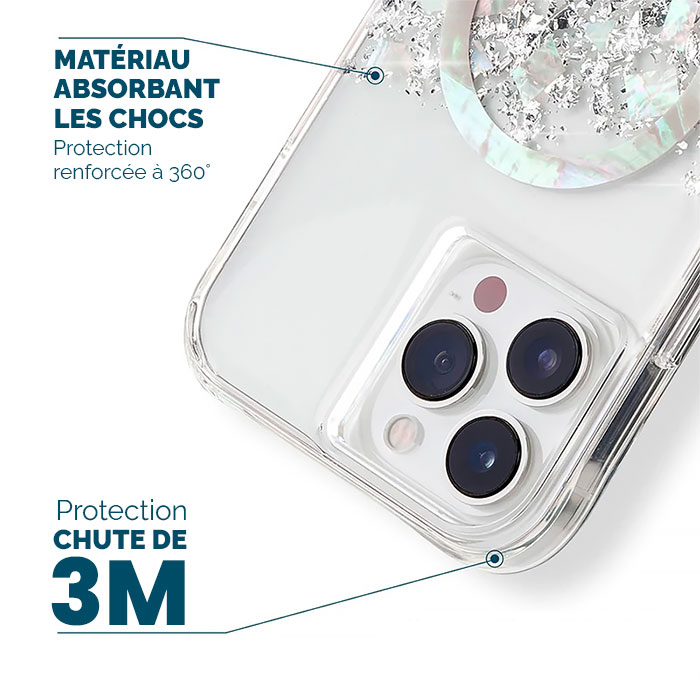 Coque Paillettes CASE MATE Touch of Pearl avec MagSafe pour iPhone 14 Pro