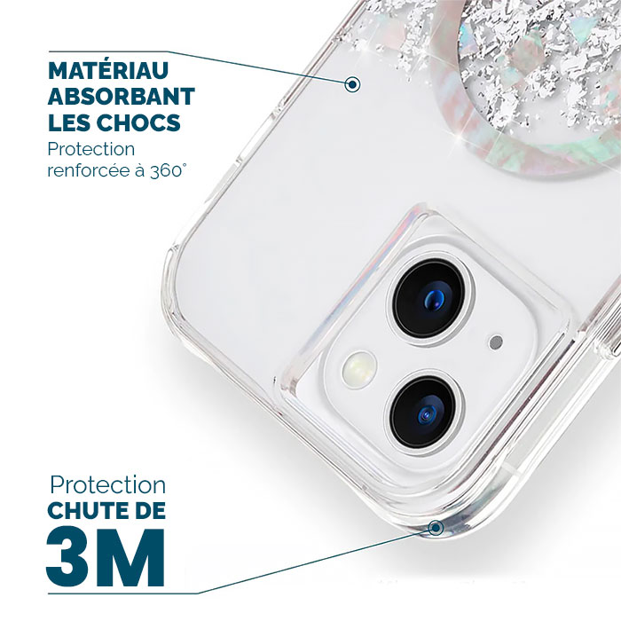 Coque Paillettes CASE MATE Touch of Pearl avec MagSafe pour iPhone 14 Plus