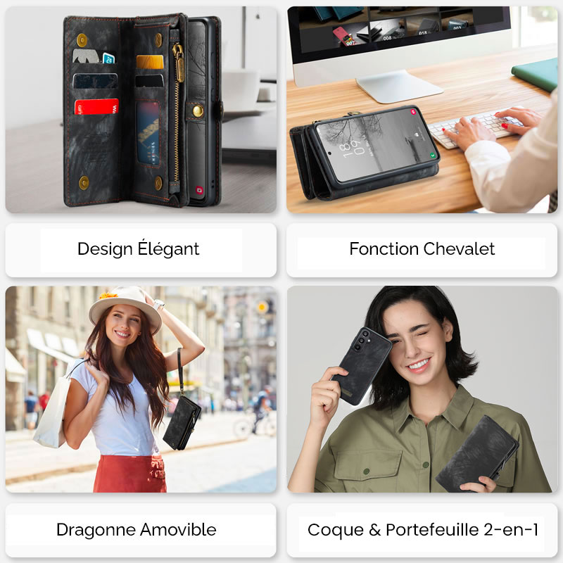 Étui Portefeuille CaseMe avec Coque Détachable pour Samsung Galaxy A15 4G/5G