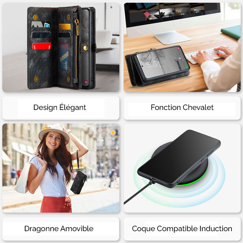 Étui Portefeuille CaseMe avec Coque Détachable pour Samsung Galaxy S25 Edge