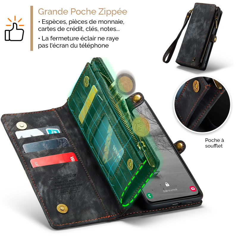 Étui Portefeuille CaseMe avec Coque Détachable pour Samsung Galaxy S25 Edge
