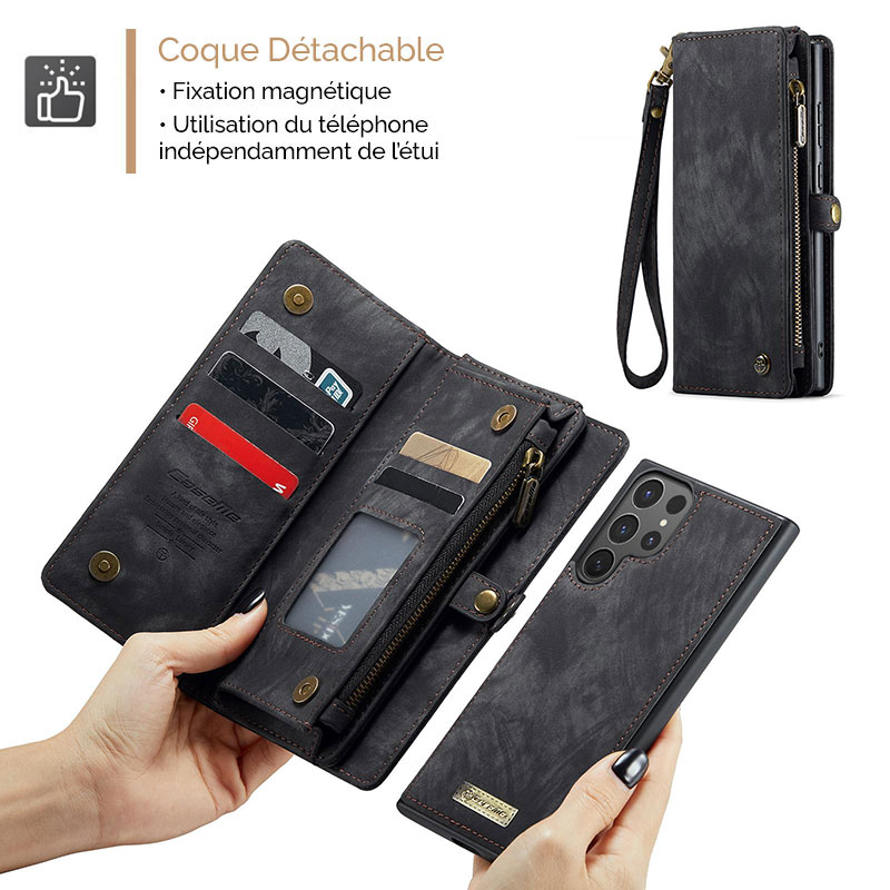 Étui Portefeuille CaseMe avec Coque Détachable pour Samsung Galaxy S25 Ultra
