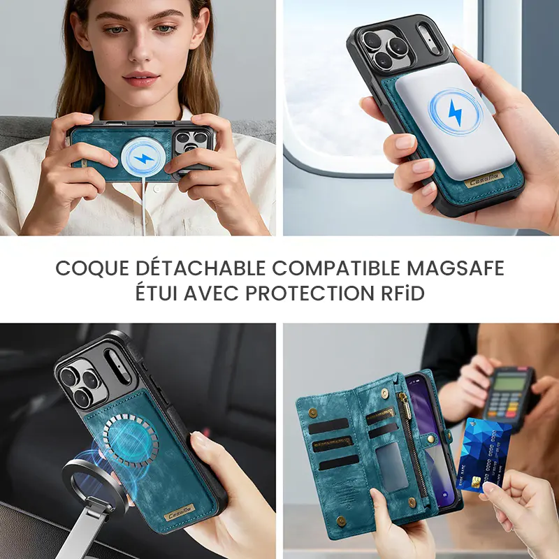 Étui CaseMe Bleu avec Coque Détachable pour iPhone 17 Pro Max - Coque Détachable MagSafe