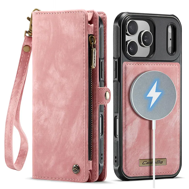Étui Portefeuille CaseMe avec Coque Détachable pour iPhone 17 Pro Max - Coloris Rose