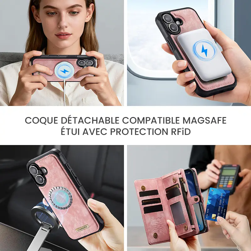 Étui CaseMe Rose avec Coque Détachable pour iPhone 17 - Coque Détachable MagSafe
