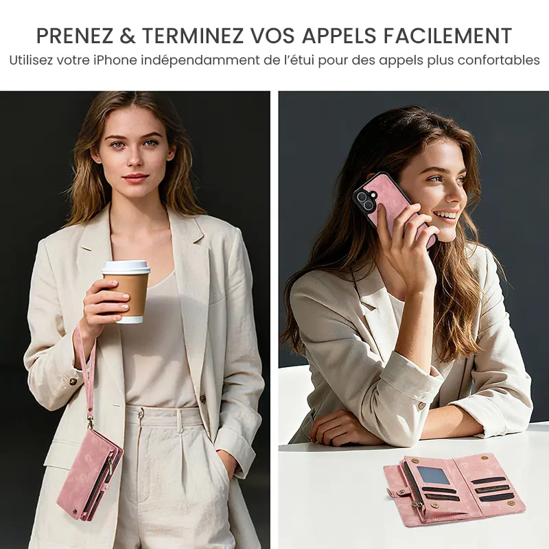 Étui CaseMe Rose avec Coque Détachable pour iPhone 17 - Prise en main confortable