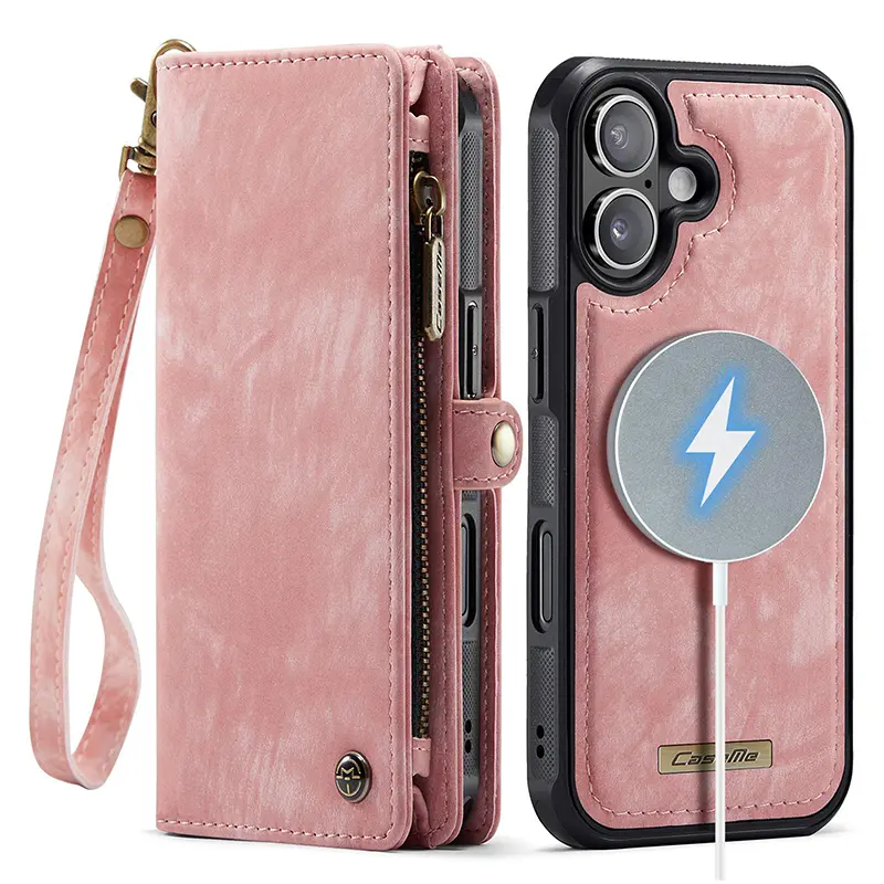 Étui Portefeuille CaseMe avec Coque Détachable pour iPhone 17 - Coloris Rose