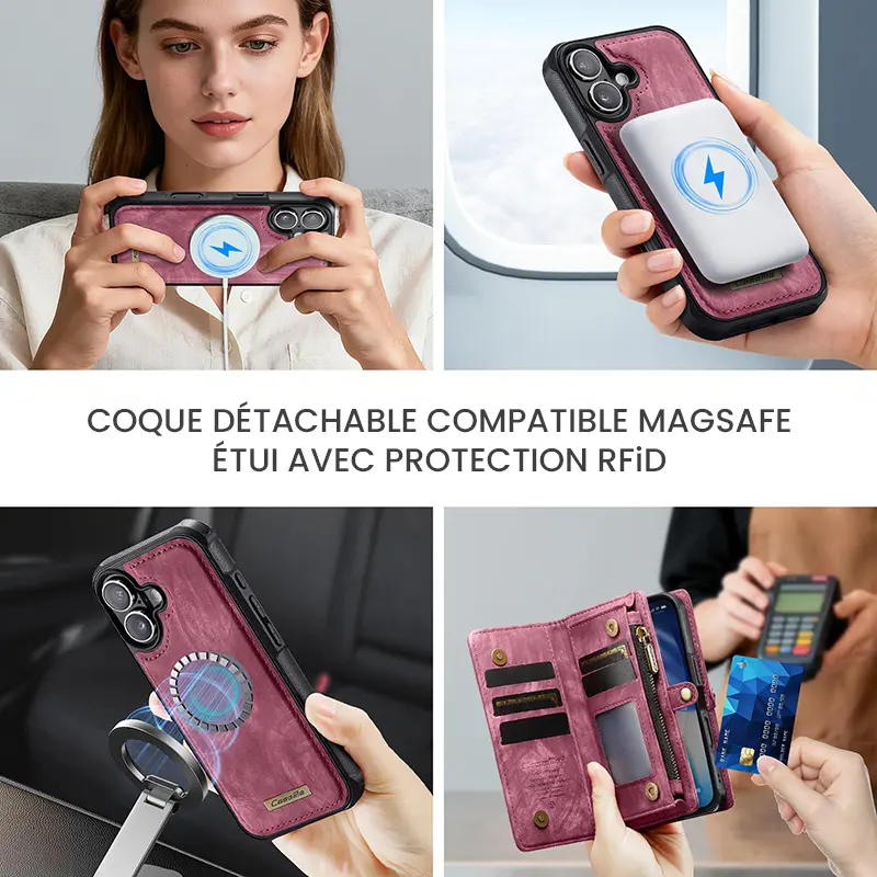 Étui CaseMe Rouge avec Coque Détachable pour iPhone 17 - Coque Détachable MagSafe