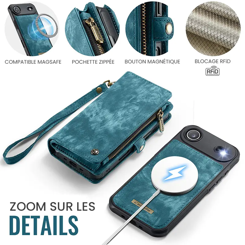 Étui CaseMe Bleu avec Coque Détachable pour iPhone Air - Détails